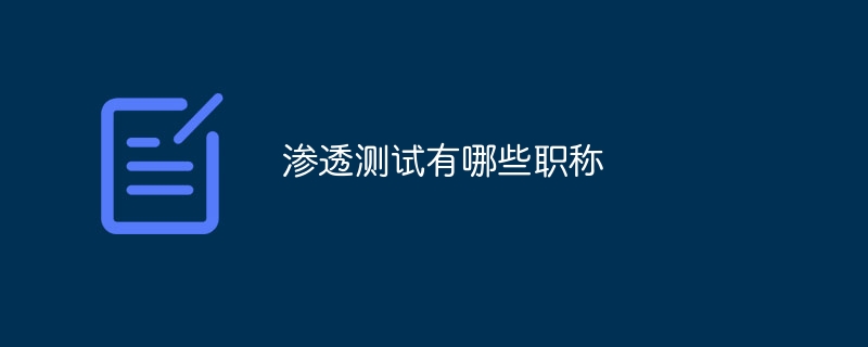 渗透测试有哪些职称