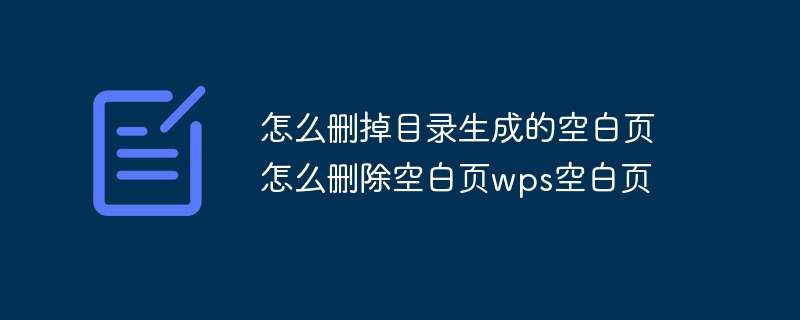 怎么删掉目录生成的空白页 怎么删除空白页wps空白页