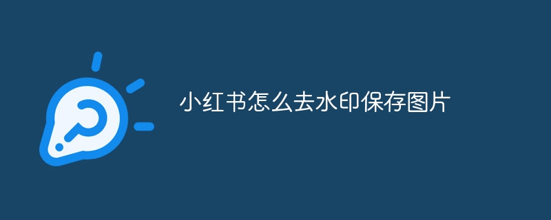 小红书怎么去水印保存图片
