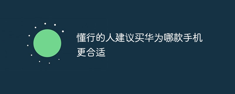 懂行的人建议买华为哪款手机更合适