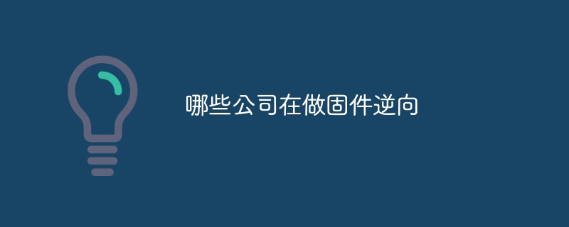 哪些公司在做固件逆向