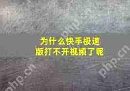 快手极速版突然打不开怎么办