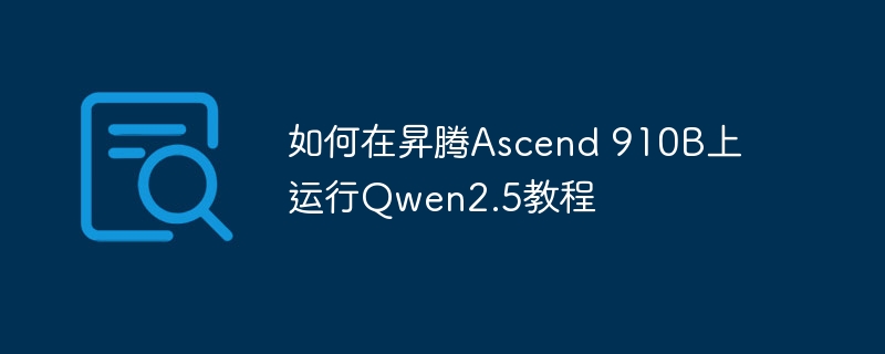 如何在昇腾Ascend 910B上运行Qwen2.5教程