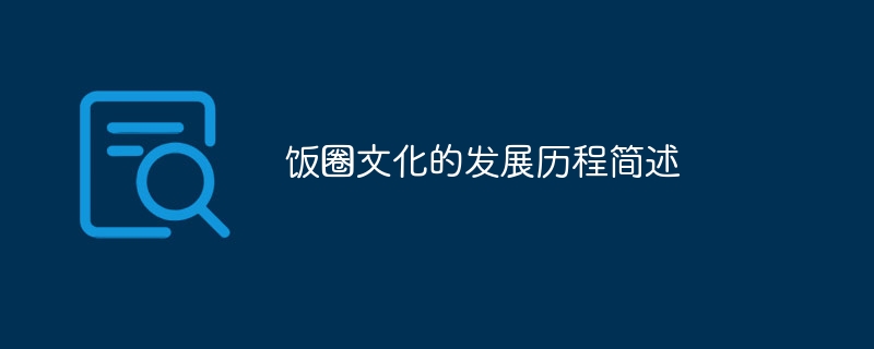 饭圈文化的发展历程简述