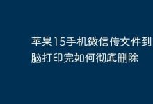 苹果15传文件至电脑打印后,彻底删除!-路由网