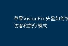 苹果VisionPro:访客与旅行模式切换指南-路由网